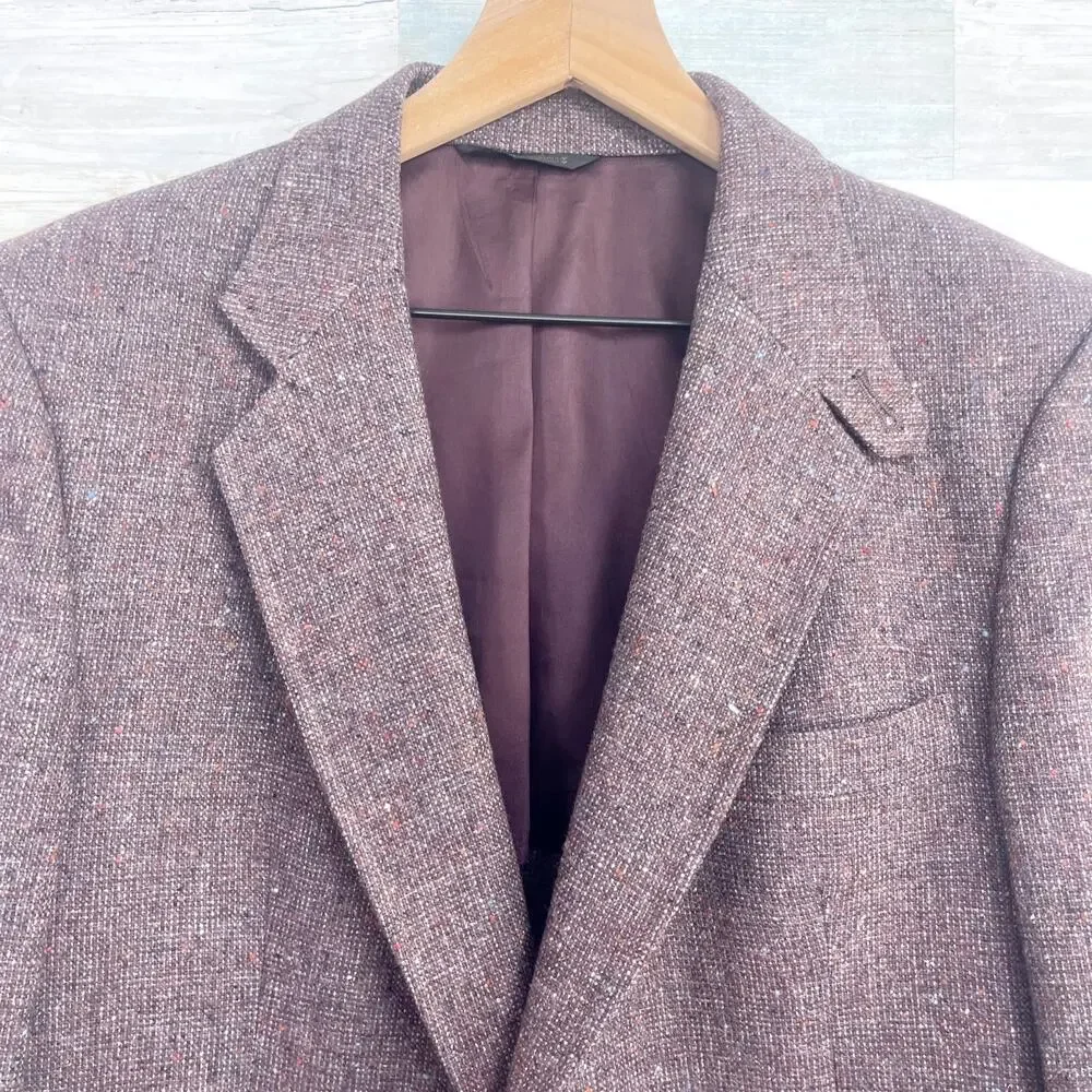 Fioravanti Tweed Sport Coat Brown Patch Pocket Elbow Patches Bespoke Mens 40L
